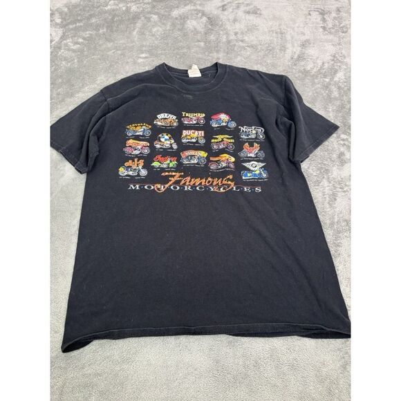 Vintage Famous Motorcycles Short Sleeve T Shirt Men's Size Large Black - Picture 1 of 10